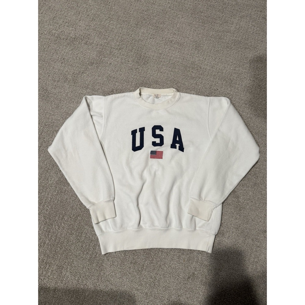 John Galt Brandy Melville USA Sweatshirt White Pullover Crew Neck Small